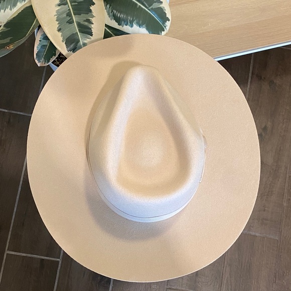 100% Wool Beige Wide-Brim Hat - Picture 3 of 7